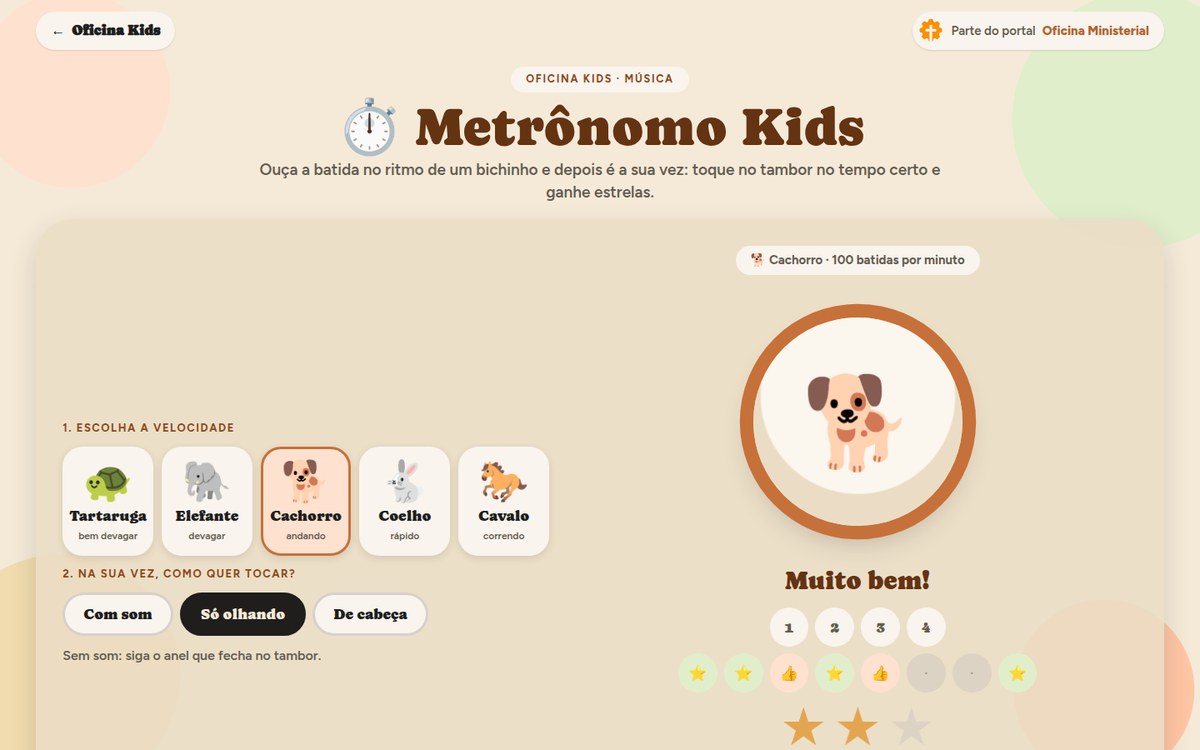 Metrônomo Kids no computador